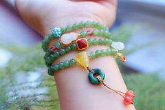 Natual Jade Gan Qing necklace and bracelet