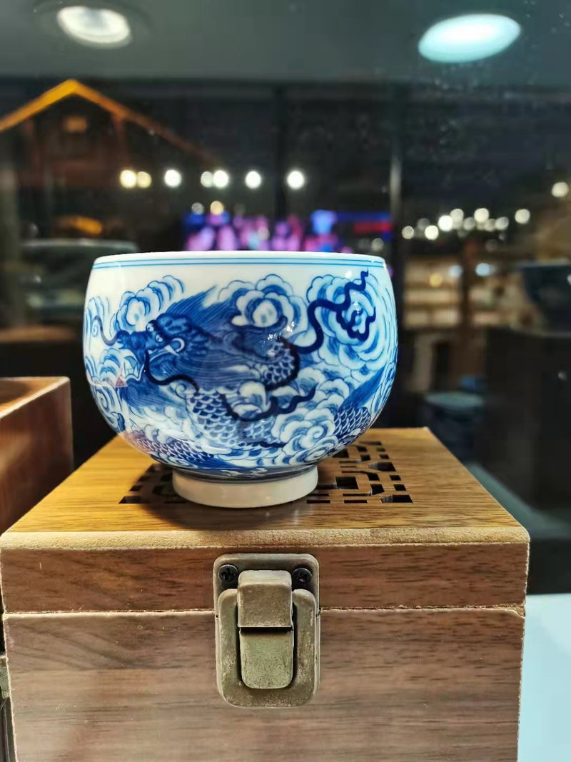 Qing Hua Dragon and Phoenix Couple Zhong Gong Cups