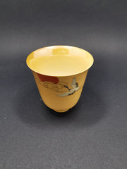 Handpainted Crane woodfired cup
