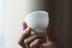 Hand made white thin glaze flat Gaiwan set(1 Gaiwan 4 cups)