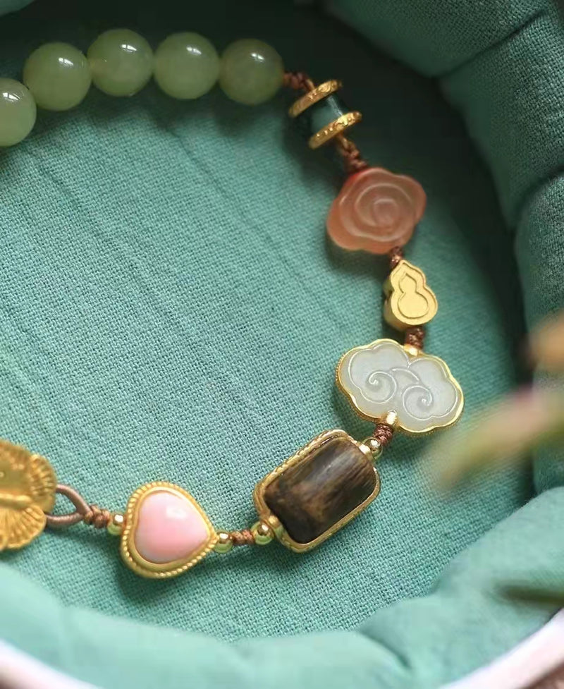 Natural Hetian Jade stupa bracelet