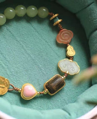 Natural Hetian Jade stupa bracelet
