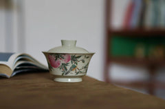Different woodfired birds and flowers Fen cai Gaiwan