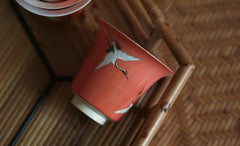 Woodfired Full Painting Red-crowned Crane Cup