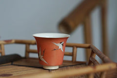 Woodfired Full Painting Red-crowned Crane Cup