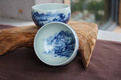 Woodfired Zhong Gong Qing Hua Mountain and River Antique Glaze Cup