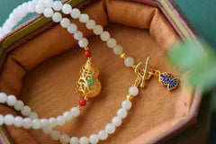 Natual Hetian Jade Necklace and Bracelet