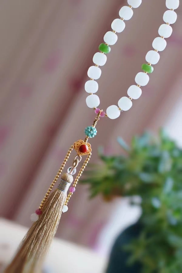 Natual Hetian 18 Jade  Beads Bracelet