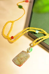 Mi La Beads WithNatural Red Jade Hand Craved Pendant Necklace