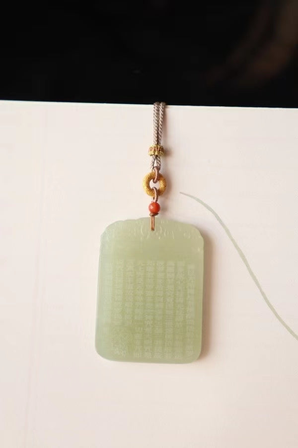 Peace tablets of Natural Hetian Jade inscribed with HART SUTRA