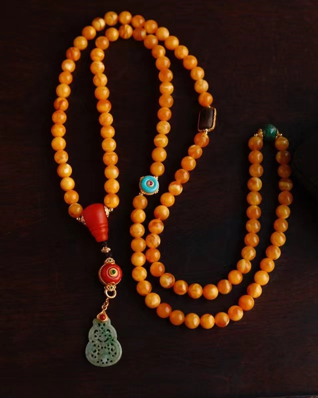 108 Mi La beans Hu Lu jade necklace and bracelet